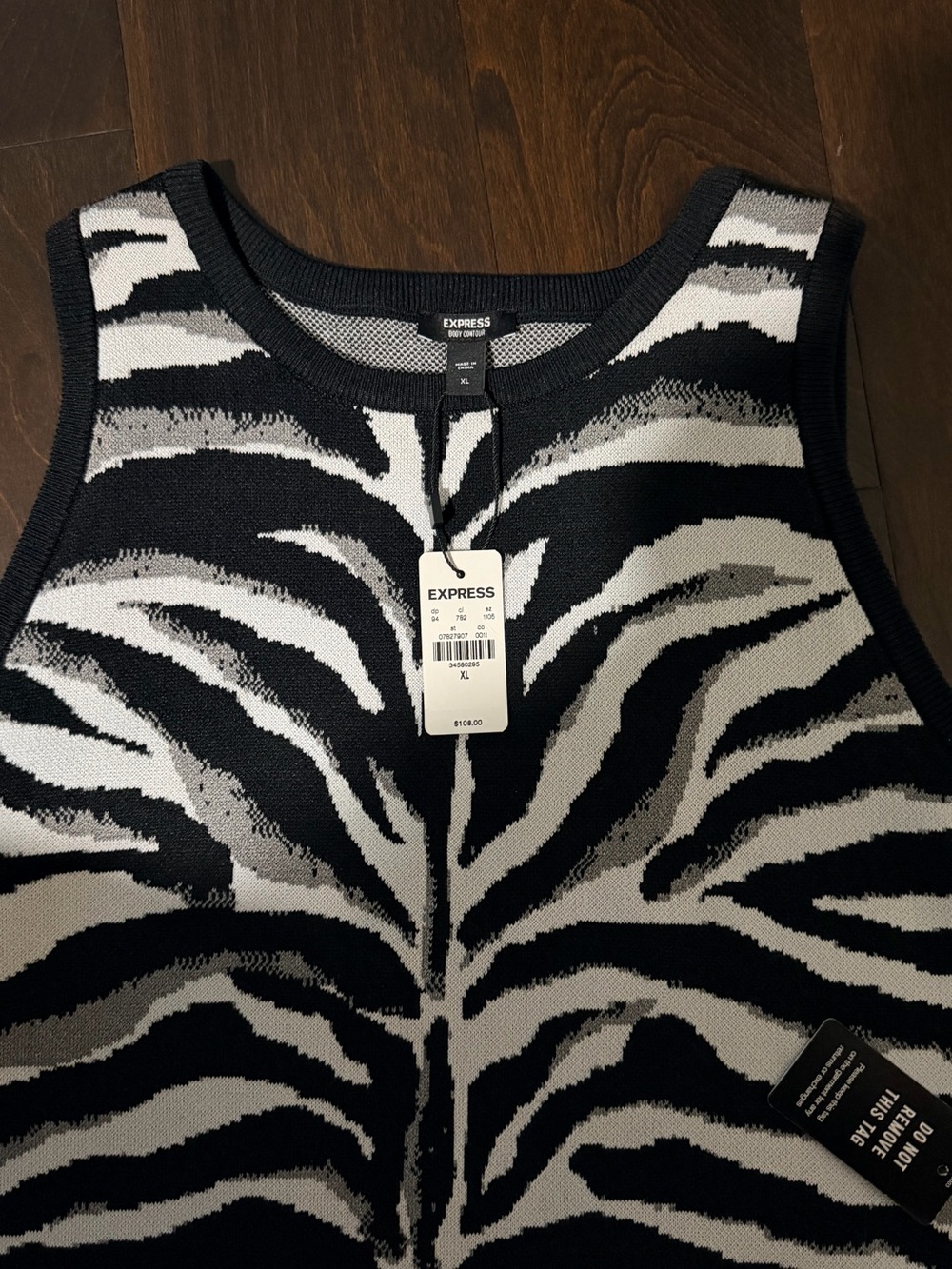 NWT- Express Black and White Zebra Print Midi Dress (Size XL) - Picture 5 of 6
